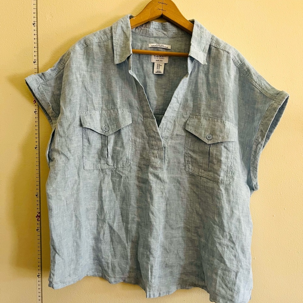 Nicole Miller Light Blue Linen Popover